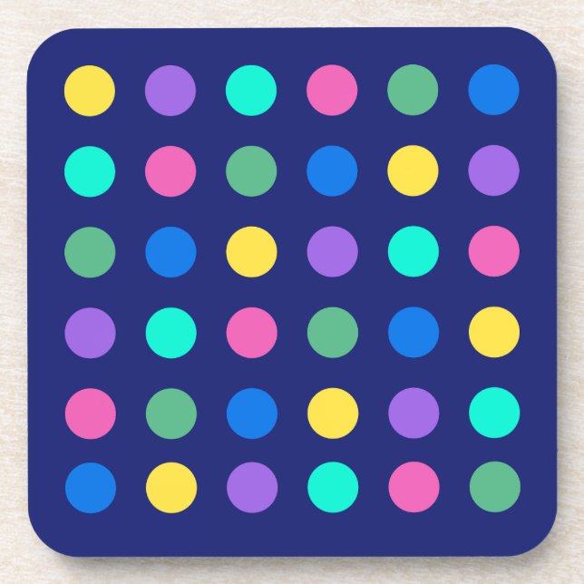 Colorful Geometric Dots - Hard plastic coaster (Front)