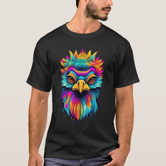 Colorful Geometric Emu Bird   Pop Animal T-Shirt (Front)