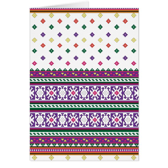 Colorful Geometric Folk Art design with flowers (Front)