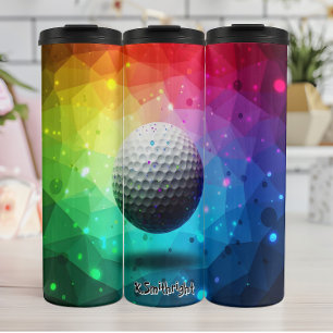 Colorful Geometric Golf Ball Art Thermal Tumbler