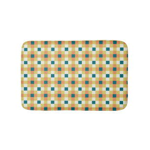 Colorful Geometric Grid Pattern with Retro Palette Bath Mat