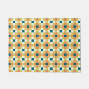 Colorful Geometric Grid Pattern with Retro Palette Doormat