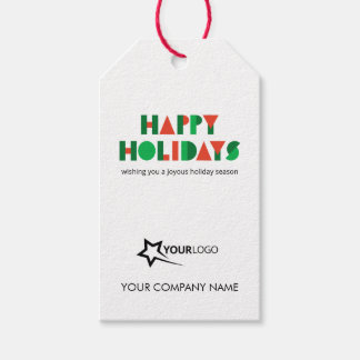 Colorful Geometric Happy Holidays Business Logo Gift Tags