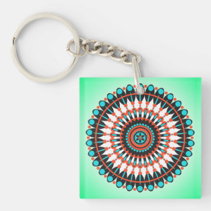 Colorful Geometric Mandala Art-46456 Key Ring