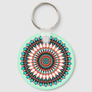 Colorful Geometric Mandala Art-46456 Key Ring
