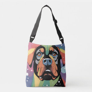 Colorful Geometric Modern Rottweiler Tote Bag