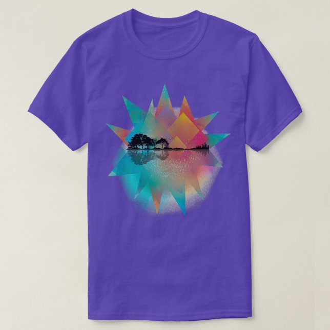 Colorful Geometric Nature Guitar T-Shirt (Design Front)