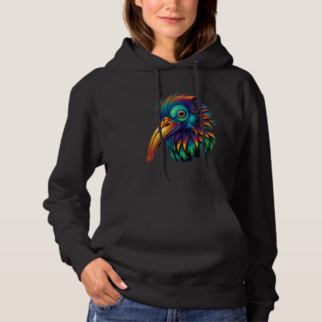 Colorful Geometric New Zealand Kiwi Bird Pop Anima Hoodie (Front)