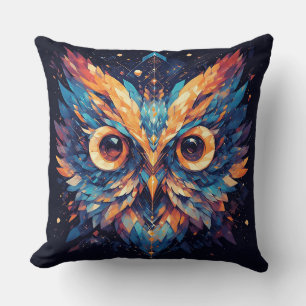 Colorful Geometric Owl Face Cushion