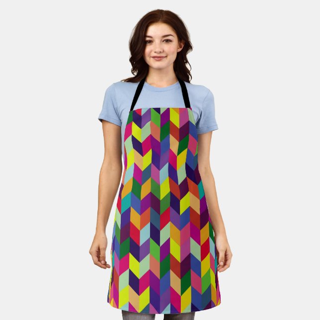 Colorful Geometric Pattern Design – Modern Stylish Apron (Worn)