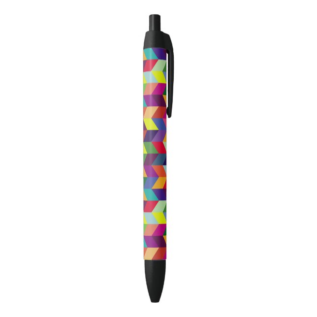 Colorful Geometric Pattern Design – Modern Stylish Black Ink Pen (Bottom (Vertical))