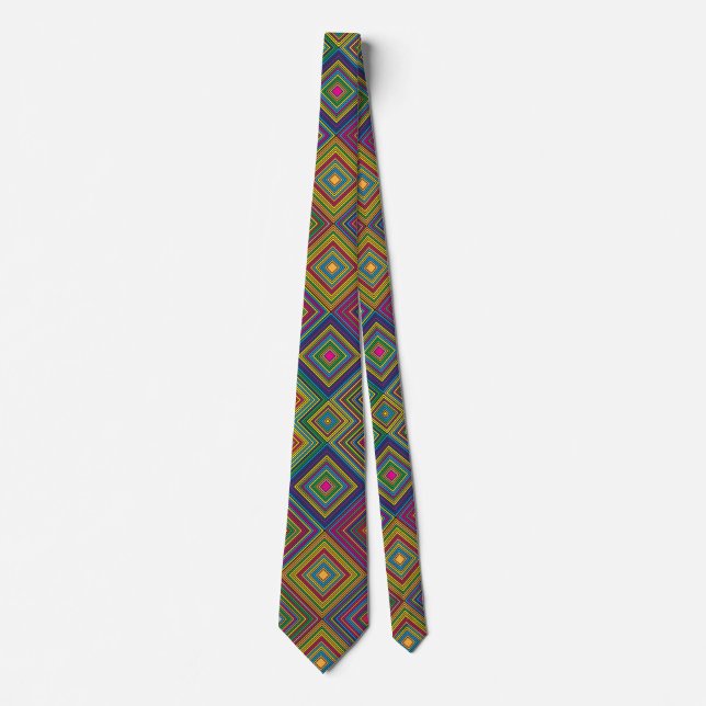 Colorful geometric pattern tie displayed front  (Front)