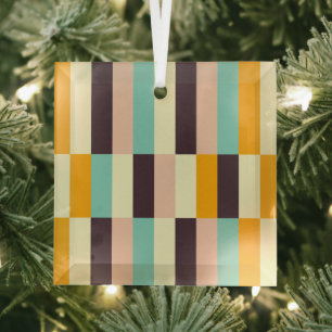 Colorful geometric pattern with vertical stripes glass tree decoration