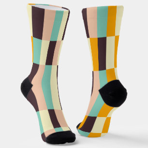 Colorful geometric pattern with vertical stripes socks