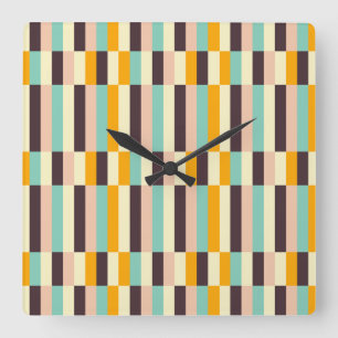 Colorful geometric pattern with vertical stripes  square wall clock