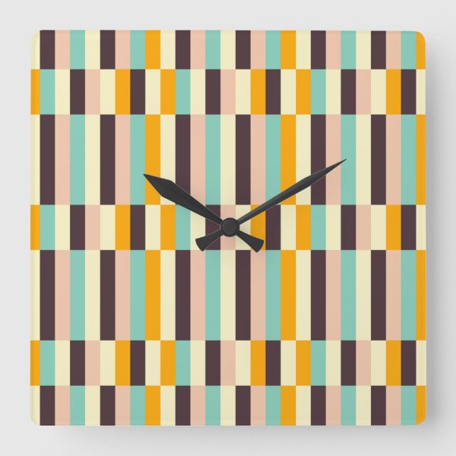 Colorful geometric pattern with vertical stripes  square wall clock (Front)