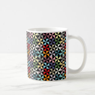 Colorful Geometric Pinwheel Black Coffee Mug