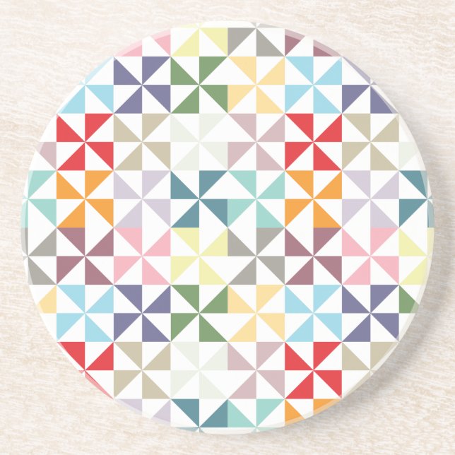 Colorful Geometric Pinwheel Coaster (Front)