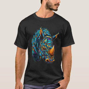 Colorful Geometric Rhinoceros Rhino Pop Animal T-Shirt
