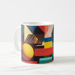 Colorful Geometric Shapes on Red Background Coffee Mug