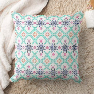 Colorful Geometric Stitchwork Tribal Style Cushion