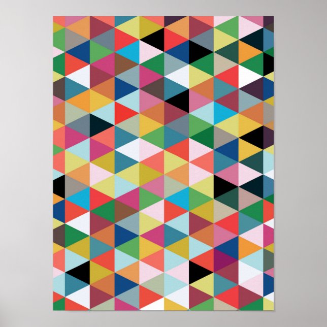 Colorful Geometric Triangle Patterned Poster (Front)