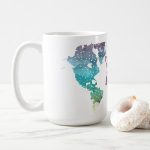 Colorful Geometric World Map  Coffee Mug