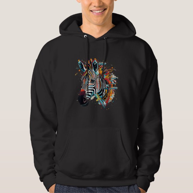 Colorful geometric Zebra Hoodie (Front)