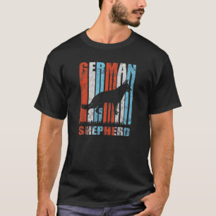 Colorful German Shepherd Retro Vintage Dad Mom T-Shirt