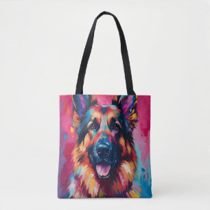 Colorful German Shepherd Tote Bag