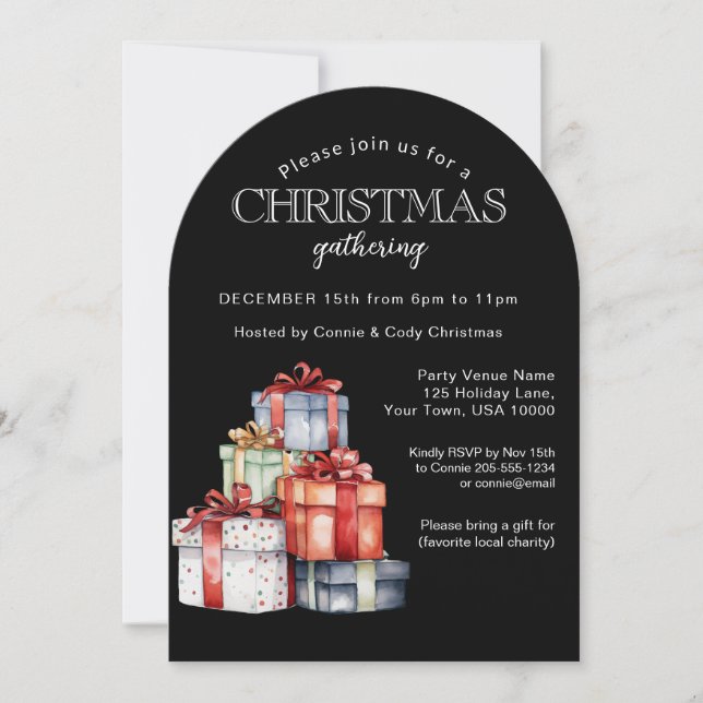 Colorful Gift Packages Christmas Party  Invitation (Front)