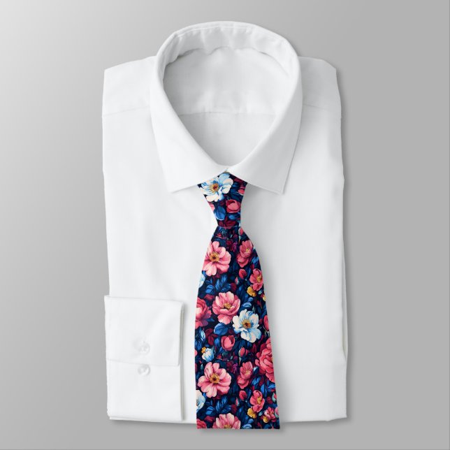 Colorful Gifts For Dad Rose Floral Tie (Tied)