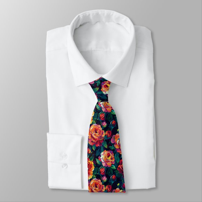 Colorful Gifts For Him Rose Flower Tie (Tied)