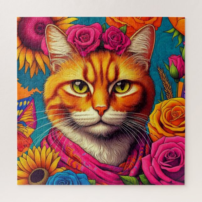 Colorful ginger cat puzzle! jigsaw puzzle (Vertical)