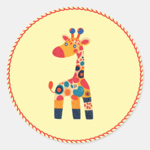 Colorful Giraffe for Kids Classic Round Sticker