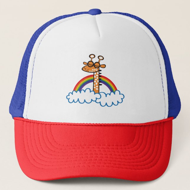 Colorful Giraffe. Rainbow, rainbow. Trucker Hat (Front)
