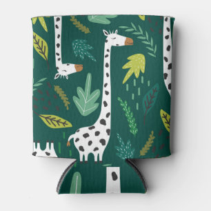 Colorful Giraffes: Decorative Animal Pattern. Can Cooler