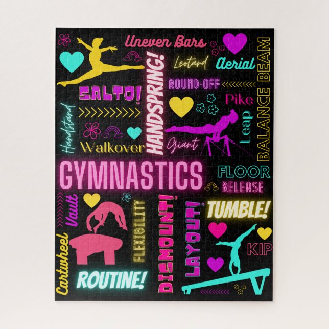 Colorful Girls Gymnastics Glossary Typography    Jigsaw Puzzle (Vertical)
