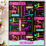 Colorful Girls Gymnastics Terms Pattern Custom Jigsaw Puzzle<br><div class="desc">Colorful Girls Gymnastics Glossary Typography design that is loaded with bright color, delightful fonts, gymnast silhouettes on floor, balance beam, vault and bars. Features many common gymnastics words every gymnast will be familiar with. Also includes tiny doodle hearts, flowers and other small details to keep this design bursting with delight...</div>