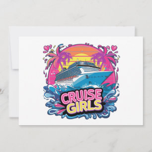 Colorful Girls Trip Cruise Caribbean Squad Invitation