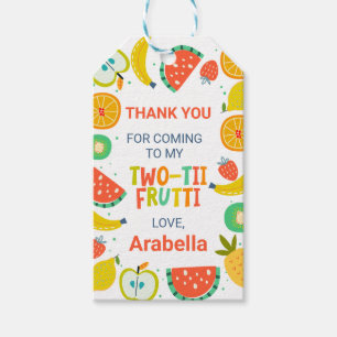 Colorful Girls Two-tii Frutti 2nd Birthday  Gift Tags