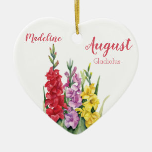 Colorful Gladiolus August Birth Flower Ceramic Tree Decoration