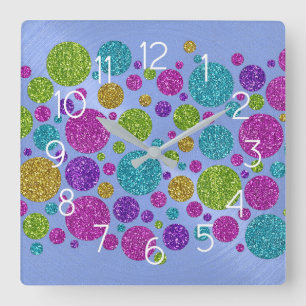 Colorful Glitter Dots Acrylic Wall Clock