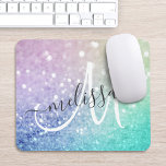 Colorful Glitter Pretty Bokeh Monogrammed Mouse Mat<br><div class="desc">Easily personalize this elegant colorful bokeh glitter pattern with your custom name and/or monogram.</div>