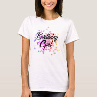 Colorful Glitter Stars Birthday T-Shirt