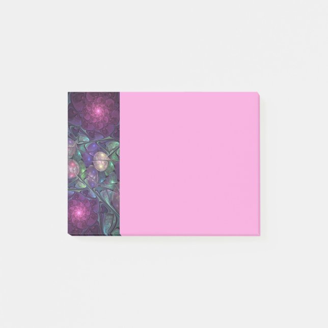Colorful Glittering Modern Abstract Fractal Art Post-it Notes (Front)