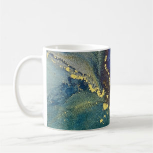 Colorful, Gold Alcohol Ink Liquid Abstract Art Coffee Mug