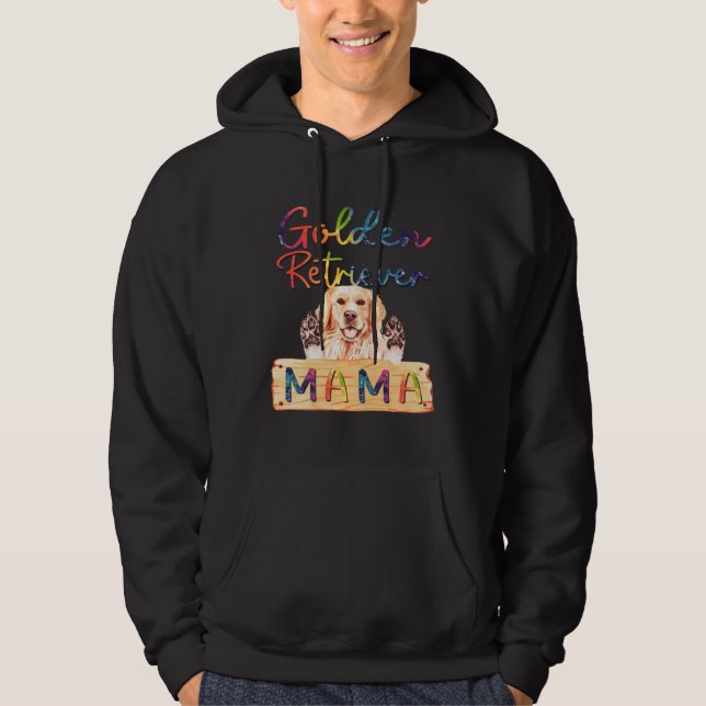 Colorful Golden Retriever Mama  Dog Mom Hoodie (Front)
