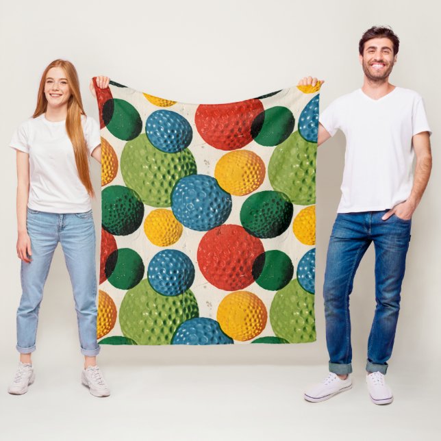 Colorful Golf Ball Pattern Fleece Blanket (In Situ)