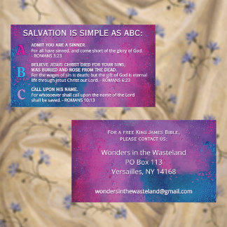 Colorful Gospel ABC's Salvation Christian Ministry Business Card